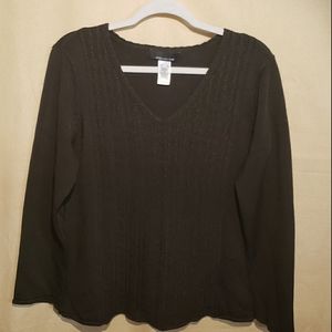 Jones New York Cabled VNeck Sweater